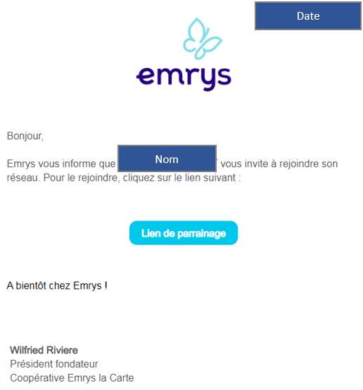 contenu du mail permettant de rejoindre la coopérative d'achat Emrys la carte